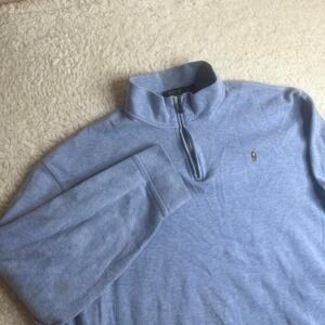 Polo Ralph Lauren men's blue‎ estate rib 1/4 zip sweater preppy xxl
